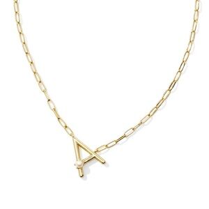 Kendra Scott Gold Letter A Initial Necklace with Pearl Accent